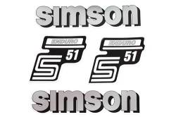 BISOMO Set Aufkleber Simson S51 Enduro in Silber für Tank und Seitendeckel von BISOMO