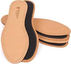 BISON - Leder Schuheinlagen Schuhe - Schweißfüße und Fußschmerzen - Leather Shoe Insoles - Geruchsabsorber Sohlen für Damen und Herren Schuh (3 Paare, 39) von BISON