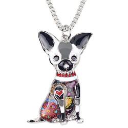 BISONBLUE Halskette Damen Anhänger Ketten Frauen Chihuahua Hund Halskette Kette Halsband Anhänger Mode Neu Emaille Damen Grau von BISONBLUE