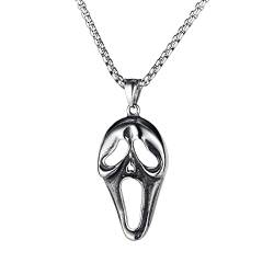 BISONBLUE Halskette Herren Anhänger Chain Ketten Dame Geschenk Street Personality Scream Fashion Skull Hip Hop Punk 1 von BISONBLUE