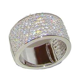 BISONBLUE Ringe Damen Rings Frauen Geschenk Modeaccessoires CZ Damenring Schlichtes Design Bling Ohrringe Fancy Party 8 Weiß von BISONBLUE