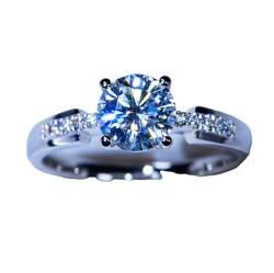 BISONBLUE Ringe Damen Rings Frauen Geschenk Modeaccessoires Klassischer 4-Krallen-Ehering aus kubischem Zirkonia für Damen, romantische Ringe, Ewigkeit, CZ 6 von BISONBLUE