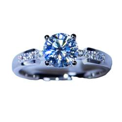 BISONBLUE Ringe Damen Rings Frauen Geschenk Modeaccessoires Klassischer Ehering mit 4 Krallen, Zirkonia, für Damen, romantische Ringe, Ewigkeit, CZ 10 von BISONBLUE