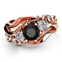 BISONBLUE Ringe Damen Rings Frauen Geschenk Modeaccessoires Kreativer Modering, einzigartiger schwarzer Stein, gedrehte Ringe mit Krappenfassung für Damen, 10 Stück von BISONBLUE