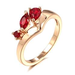 BISONBLUE Ringe Damen Rings Frauen Geschenk Modeaccessoires Luxuriöser roter natürlicher Zirkon-Ring für Damen, Ring Vintage 10 585 von BISONBLUE