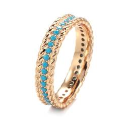 BISONBLUE Ringe Damen Rings Frauen Geschenk Modeaccessoires Luxuriöser stapelbarer türkisfarbener Fingerring für Damen, Vintage 7 Türkis von BISONBLUE