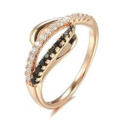 BISONBLUE Ringe Damen Rings Frauen Geschenk Modeaccessoires Modischer Gothic-Ring für Damen mit schwarzem, weißem Zirkon, trendig, personalisierbar, 9 Z0544 von BISONBLUE