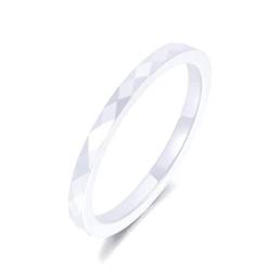 BISONBLUE Ringe Damen Rings Frauen Geschenk Modeaccessoires Trendige 2-mm-Schwarz-Weiß-Keramikringe für Mädchen, klassische Eheringe für Frauen, 6 Weiß von BISONBLUE