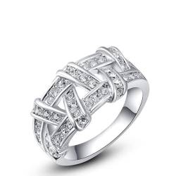 BISONBLUE Ringe Damen Rings Frauen Geschenk Modeaccessoires Weiße Kristallringe Mode 7 von BISONBLUE