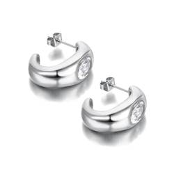 Ohrringe Damen Ohrstecker Ohrhänger Modische 925 Geschenk Für Frauen Freundin Mädchen Ohrringe Für Damen Geometrisch E33142G-Weiß von BISONBLUE