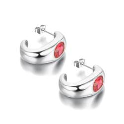 Ohrringe Damen Ohrstecker Ohrhänger Modische 925 Geschenk Für Frauen Freundin Mädchen Ohrringe Für Damen Geometrisch E33142P-Rot von BISONBLUE