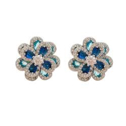 Ohrringe Damen Ohrstecker Ohrhänger Modische 925 Geschenk Für Frauen Freundin Mädchen Vintage Blaue Blumenohrringe Für Frauen von BISONBLUE