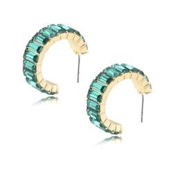 Ohrringe für Damen Damenohrringe Damen-Ohrstecker Frauen S925 Modeaccessoires Mode Multi-Farbe Kristall C Manschette Stud Ohrringe Mädchen Frauen Geometrische Ohrringe Party Ch0338-9 von BISONBLUE