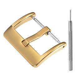 BISONSTRAP Ersatzschnalle für Uhrenarmband , Edelstahlverschluss für Smartwatch-Armbänder- 16mm, Poliertes Gold von BISONSTRAP