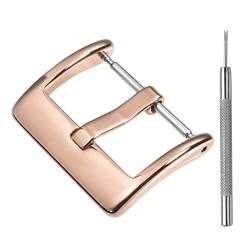 BISONSTRAP Ersatzschnalle für Uhrenarmband , Edelstahlverschluss für Smartwatch-Armbänder- 22mm, Poliertes Roségold von BISONSTRAP