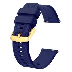 BISONSTRAP Uhrenarmband 19mm, Silikon Uhrenarmbänder mit Schnellverschluss für Männer Frauen (Dunkelblau, Gold Schnalle) von BISONSTRAP