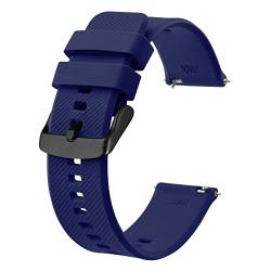 BISONSTRAP Uhrenarmband 19mm, Silikon Uhrenarmbänder mit Schnellverschluss für Männer Frauen (Dunkelblau, Schwarze Schnalle) von BISONSTRAP