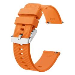 BISONSTRAP Uhrenarmband 19mm, Silikon Uhrenarmbänder mit Schnellverschluss für Männer Frauen (Orange, Silberne Schnalle) von BISONSTRAP