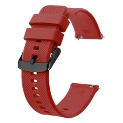 BISONSTRAP Uhrenarmband 19mm, Silikon Uhrenarmbänder mit Schnellverschluss für Männer Frauen (Wein Rot, Schwarze Schnalle) von BISONSTRAP