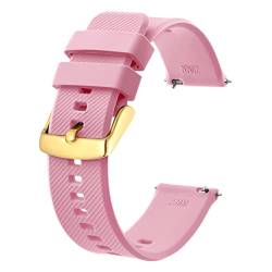 BISONSTRAP Uhrenarmband 20mm, Silikon Uhrenarmbänder mit Schnellverschluss für Männer Frauen (Rosa, Gold Schnalle) von BISONSTRAP