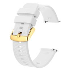 BISONSTRAP Uhrenarmband 22mm, Silikon Uhrenarmbänder mit Schnellverschluss für Männer Frauen (Weiß, Gold Schnalle) von BISONSTRAP