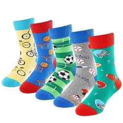 BISOUSOX Kinder Socken Jungen Mädchen Bunte Socken Baumwolle Sport Atmungsaktiv Lustige Socken Schulkind Socken Pizza Ei Geschenk für Kinder von BISOUSOX
