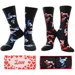 BISOUSOX Lustige Socken Herren Baumwolle Damen Personalisierte Socken mit Herzmuster Valentinstagsgeschenk für Männer Frauen Soulmate Socken Valentinstag Strümpfe Unisex Passende Socken von BISOUSOX