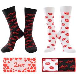 BISOUSOX Lustige Socken Herren Baumwolle Damen Personalisierte Socken mit Herzmuster Valentinstagsgeschenk für Männer Frauen Soulmate Socken Valentinstag Strümpfe Unisex Passende Socken von BISOUSOX