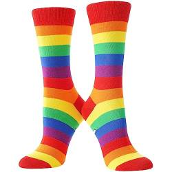 Regenbogen Socken Lustige Socken Herren Damen Pride Socken Bunte Stripe Socken Atmungsaktiv Baumwollsocken Geschenk (as3, numeric, numeric_36, numeric_40, regular, regular, 1Pair-BEYOURainbow) von BISOUSOX