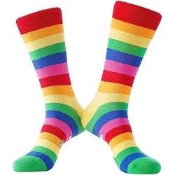 Regenbogen Socken Lustige Socken Herren Damen Pride Socken Bunte Stripe Socken Atmungsaktiv Baumwollsocken Geschenk (as3, numeric, numeric_40, numeric_46, regular, regular, 1Pair-LGBTQRainbow) von BISOUSOX