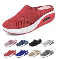 Waschbare Orthopädische Gleitschuhe, Luftkissen-Slip-On-Wanderschuhe Für Damen, Orthopädische Diabetiker-Wanderschuhe, Mit Fußgewölbeunterstützung Für Frauen (Rot,41) von BIUBIULOVE