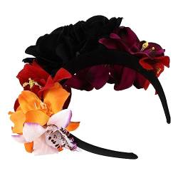 BIUDECO 1Stk rosa Stirnband individuelle mexikanische Blumenkrone Halloween-Blumen-Stirnband Tag der Toten Rosen Kopfbedeckung Kleidung schmücken Fräulein Haarschmuck Stoff von BIUDECO