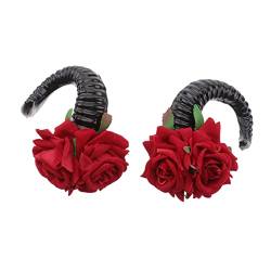 BIUDECO 2st Rosenblüten-haarnadel Haarspangen Aus Schafshörnern Haarspangen Aus Bösem Horn Gothic Hörner Kopfbedeckung Gotische Haarspange Aus Rosenhorn Schwarze Hörner Seitenblume Cosplay von BIUDECO