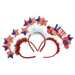 BIUDECO 3st Unabhängigkeitstag Stirnband Glitzerstirnbänder Für Damen Americana Patriotisches Stirnband Sternförmiges Stirnband Avatar-geschenke Fräulein Latte-kunst Plastik Erwachsener von BIUDECO