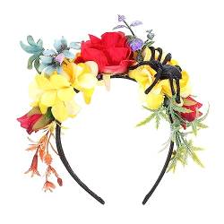 BIUDECO Girlande Spinne Stirnband Halloween-party-stirnband Mexikanische Halloween-blumen Mexikanisches Stirnband Halloween-partybevorzugungsgeschenke Partybedarf Kind Stoff Cosplay von BIUDECO