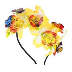 BIUDECO Phalaenopsis-Stirnband stutzenhalter kopfschmuck Flapper-Kopfbedeckung aus den 1920er Jahren Boho-Halloween-Kostüm Haargummi Haarband Stirnband für die Teeparty Blumenstirnbänder von BIUDECO