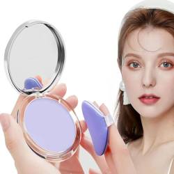 BIUDUI Lavendel Matte Puder, Lavendel Matte Powder, Lavender Matte Oil Control Face Pressed Powder, Powder Puff, Improves Skin Tone And Microes Pearlescent, Creating Soft Makeup von BIUDUI