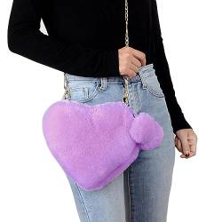 BIUDUI Rosa Herztasche,Herzförmige Plüschhandtasche zum Umhängen - Weiche Umhängetaschen mit großer Kapazität für Damen, Damen, Studenten von BIUDUI