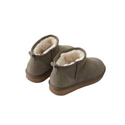 BIVVI Mini-Stiefel für Damen, Klassische Mini-Kurzstiefeletten mit Fellfutter, Winterstiefel Schneestiefel Damen, Warm Anti-Rutsch-Stiefel (Khaki,40 EU) von BIVVI