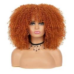 Perücke 16'' kurze Haare Afro verworrene lockige Perücken mit Pony für schwarze Frauen afrikanische synthetische leimlose Cosplay-Perücke Hochtemperatur von BIVVI