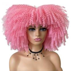 Perücke 16'' kurze Haare Afro verworrene lockige Perücken mit Pony für schwarze Frauen afrikanische synthetische leimlose Cosplay-Perücke Hochtemperatur von BIVVI