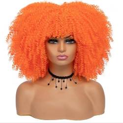 Perücke 16'' kurze Haare Afro verworrene lockige Perücken mit Pony für schwarze Frauen afrikanische synthetische leimlose Cosplay-Perücke Hochtemperatur von BIVVI