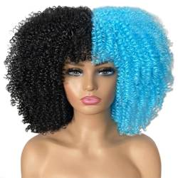 Perücke 16'' kurze Haare Afro verworrene lockige Perücken mit Pony für schwarze Frauen afrikanische synthetische leimlose Cosplay-Perücke Hochtemperatur von BIVVI