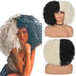 Perücke 16'' kurze Haare Afro verworrene lockige Perücken mit Pony für schwarze Frauen afrikanische synthetische leimlose Cosplay-Perücke Hochtemperatur von BIVVI