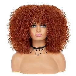 Perücke 16'' kurze Haare Afro verworrene lockige Perücken mit Pony für schwarze Frauen afrikanische synthetische leimlose Cosplay-Perücke Hochtemperatur von BIVVI