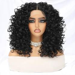 Perücke Kurze Afro-Perücke, verworren, lockig, synthetische Lace-Front-Perücken für Frauen, schwarz, leimlos, blond, orange, weiblich, hitzebeständig, natürliches Haar von BIVVI