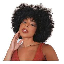 Perücke Kurze lockige Echthaar-Perücken für schwarze Frauen Newmi Afro Kinky Curly Perücke Echthaar Natürliche schwarze kurze Pixie Curl Afro-Perücke von BIVVI