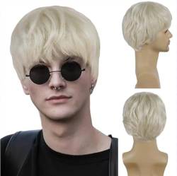 Perücke Synthetische Perücken für Männer, kurzes Haar, platinblonde Perücke mit Pony, natürliche Frisur, Pixie-Schnitt-Perücken, männliche Cosplay-Perücke für Jungen von BIVVI