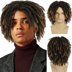 Perücke Synthetische kurze geflochtene Perücke für Männer, Perücke, Afro-Bob, Ombre, Braun, Häkel-Twist-Haar, Dreadlock-Perücke, natürliche Dreads-Perücke, Rasta von BIVVI