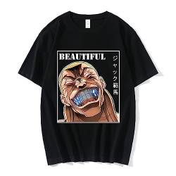 Anime Baki The Grappler T-Shirt Manga Hanma Yujiro Short Sleeve T-Shirts Oversized Cotton Casual Tee Shirt Streetwear Couples Black 3XL von BIYAN